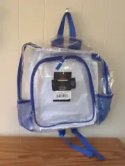 Clear Children's Trailmaker Backpack NWT Blue Trim 15" × 14" w Front Pocket