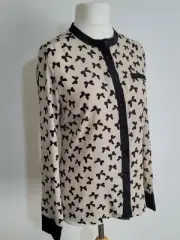Next Blouse. Womens. Collarless. Chiffon. Bow Pattern. Size 12