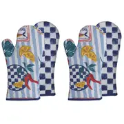 2x 2pc Porto Cucina Cotton 32cm Oven Glove Kitchen Cooking Baking Mitts
