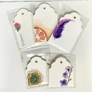 Watercolor Gift Tags, Hand Painted, For Gifts, Junk Journaling Crafts, Lot Of 5