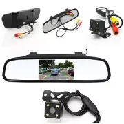 4 LED Car Reversing Backup Parking Camera 4.3" LCD Rearview Mirror Monitor