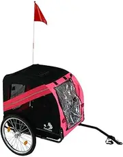 Furbulous Pet Bike Trailers, for Pets up to 40kg, Foldable Bicycle Tow Behind Trailer, Outdoor Covered Stroller for Dogs Cats with Bike Coupler, Cycling Carrier with Sunroof, Red and Black