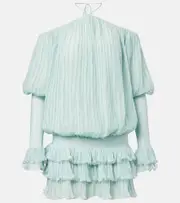 [Blumarine] Blumarine Plissé silk chiffon minidress AU 16 blue