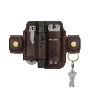 Multitool & Flashlight Holster, Leather EDC Organizer Belt Pouch Fits Multito...