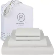 Luxury 800 Thread Count Queen 100% Cotton Sheets - Light Grey Sateen Weave Bed-S