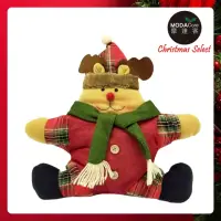 在飛比找momo購物網優惠-【摩達客】耶誕-聖誕格紋五角星抱枕靠枕-綠圍巾麋鹿(交換禮物
