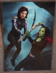 Alita Battle Angel vs Gamora Glossy Art Print 11 x 17 In Hard Plastic Sleeve