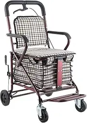 Rollator Walker with Seat & Back Support, Steel Folding Rolling Walker for Elderly and Disabled, Supports up to 350 lbs