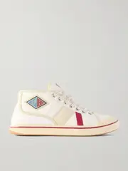 [Bottega Veneta] Bottega Veneta - Eliot Appliquéd Leather-trimmed Canvas Sneakers - Off-white - IT42 IT 42 Off-white