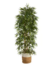 Nearly Natural 6ft Artificial Bamboo Tree with Handmade Basket