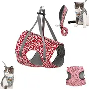 Niowatchted Cat Vest Harness and Leash, Nio Watchted Cats Dogs Vest Harness and Leash Anti-Break Away Chest Strap Cat Clothes, Soft Comfortable for Small & Medium Pet (Red,S)