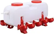 AIMALL 10L Chicken Poultry Automatic Drinking Tank – Large Water Dispenser with 5 Cups, Non-Overflow Watering System for Backyard Farm, Durable Polypropylene Feeder