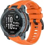 VeveXiao Breathable Sport Band Compatible With Garmin Instinct 3 solar 50mm Strap, 26mm Quick Release Sport Silicone Bracelet Watch Strap instinct 3 Amoled 50mm Replacement Bands (orange)