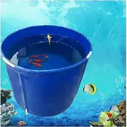 Round Pool Above Ground, Children's Pool PVC Canvas Fish Tank Aquarium Pool Pond Mobile Thickened Waterproof Cloth Fish Tank for Rain Barrel Water Collector (Color : Blue, Size : 1x0.6m/470L)