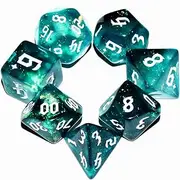 7Pieces DND Dice Set (Dark Green Cyan)
