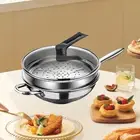 Stainless Steel Wok Pan Fry Pan with Lid and Steamer Grid Cookware Honeycomb