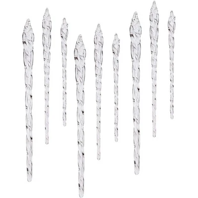 Clear Glass Icicles Drops Ornaments for Christmas Tree Decorations, 3.9-5.9 i...