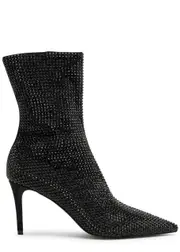 Stella Mccartney Iconic 90 Embellished Faux Suede Ankle Boots - Black - 7 7
