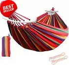 Outdoor Double Hammock Bed Swinging Camping Hanging Tree Strap Hook (Red Hammock