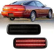 USR 89-94 S13 Rear Side Marker Light – Back Parking Lamps (Left + Right) Pair - Compatible with 1989-1994 Nissan 240SX, 180SX, Silvia, Pig Nose / 93-97 Altima All Models (SMOKE LENS with RED LED)
