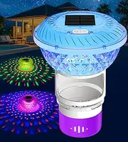FineBud2025 Upgrade Solar Chlorine Floater, Pool Chlorine Floater with Colorful Light, Button Control Floating Chlorines Dispenser for Pool, Adjustable Flow chlorines floaters (Purple)
