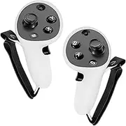 Geekria VR Silicone Controller Cover Compatible with Meta Quest Pro, Anti-Throw Handle Sleeve Gaming Accessories, Adjustable Wrist Knuckle (Grey, 1 Pair)