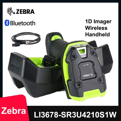 Zebra LI3678-SR3U4210S1W 1D Cordless Bluetooth USB Barcode Scanner with Cradle