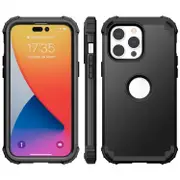 For iPhone 14 Pro Max Case, Protective Triple-layer Armour Cover, Black