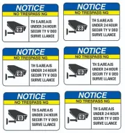 Home Surveillance Security Camera Video Sticker Warning Decal Outdoor Sign