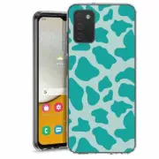 For Samsung Galaxy A03s A02s TPU Case Cover+Glass(Cow Skin Teal)