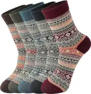 Pairs Wool Socks Winter Socks Vintage Soft Warm Socks Black+Red+Gray+Blue