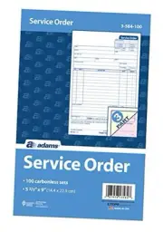 Service Order Form, 3 Part, Carbonless, 5 2/3"X9" Inches, 250 Sets per Pack