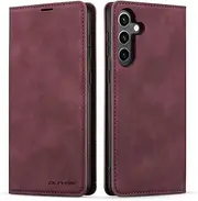 [QLTYPRI] Case for Samsung Galaxy A15 5G/4G, Premium Thin Leather Mobile Phone Case with Card Slot, Stand, Flip Protective Case, Compatible with Samsung Galaxy A15 - Wine Red