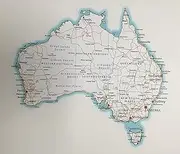 Caravan Bits and Bobs Australia Map Car Sticker Decal 500 x 450mm, Vinyl, Black/White, Removable & Reusable, Waterproof