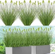 DEMIUKO 20PCS Artificial Fake Plants Outdoor Greenery Artificial Grass Wheat Bundles Shrubs Bushes Plants Faux Fern Onion Grass UV-Resistant Plastic Plants for Garden Home Balcony Indoor Decor