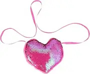 [LIFKOME] Cute Purse Handbag Small Heart Shape Crossbody Bag Sequins Multi-use for Children Women