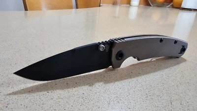 OBERLAND ARMS TITAN SEPP TITANIUM FRAMELOCK FOLDING KNIFE D2 PLAIN EDGE