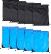 10PCS Drawstring Backpack Bags-Cinch Sack Waterproof Kids Sport Storage Polyester Bag for Gym (Black& Blue) 2Colors