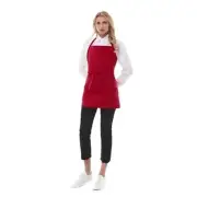 Chef Aprons for Women with 3 Pockets, Kitchen Work Apron for Cooking, Red