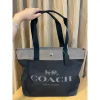 在飛比找蝦皮購物優惠-2024大包回歸COACH 星夜藍色厚織帆布托特包-大型