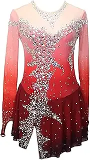 [Zagitova] Figure Skating Dress for Girls Long Sleeve Gradient Ice Dance Competition Bodysuit for Professional Competition