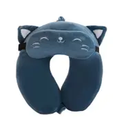 ANYPACK Neck Pillow Blue Cat Cartoon Memory Cotton U-shaped Soft Fluffy Comfortable Sleep Headrest