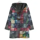 Tie Dye Patchwork Denim Cotton Canvas Hooded Jacket Coat Unisex Cloak Pink Cozy