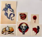 Vintage vampire ghost mouth blood goth lips skull bat garlic holy water fangs