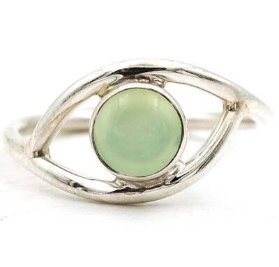 Natural Aquamarine Chalcedony 925 Solid Sterling Silver Ring Sz 7 @B8-9