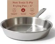 [ALVA] Maestro 8" 5-Ply Stainless Steel Frying Pan Skillet, Non-Toxic PFAS, PFOA & PTFE Free, Compatible with All Cooktops & Induction Safe, Oven Safe Pan for Searing & Sautéing, Long Lasting Cookware