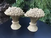Wheat Sheaf Door Stoppers/Bookends Solid Cast Iron Gold Wheat Color Set Of 2 New