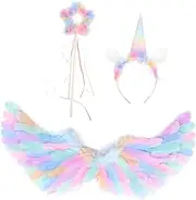 VALICLUD 1Set Glowing Performance Wings Costume Kit with Unicorn Headband and Star Wand for Festivals Stage Performances Birthday Parties and Cosplay