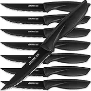 Home Hero Stainless Steel Knife Set with Block Tableware 8 Steak Knives Black