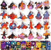 Halloween Mini Fidget Pop Keychain: Party Favors for Kids Halloween Toys Bulk Cheap - Trick or Treat Toys Non Candy - Prizes Goody Bag Stuffers for Kids Classroom School Birthday Supplies (24Pcs)